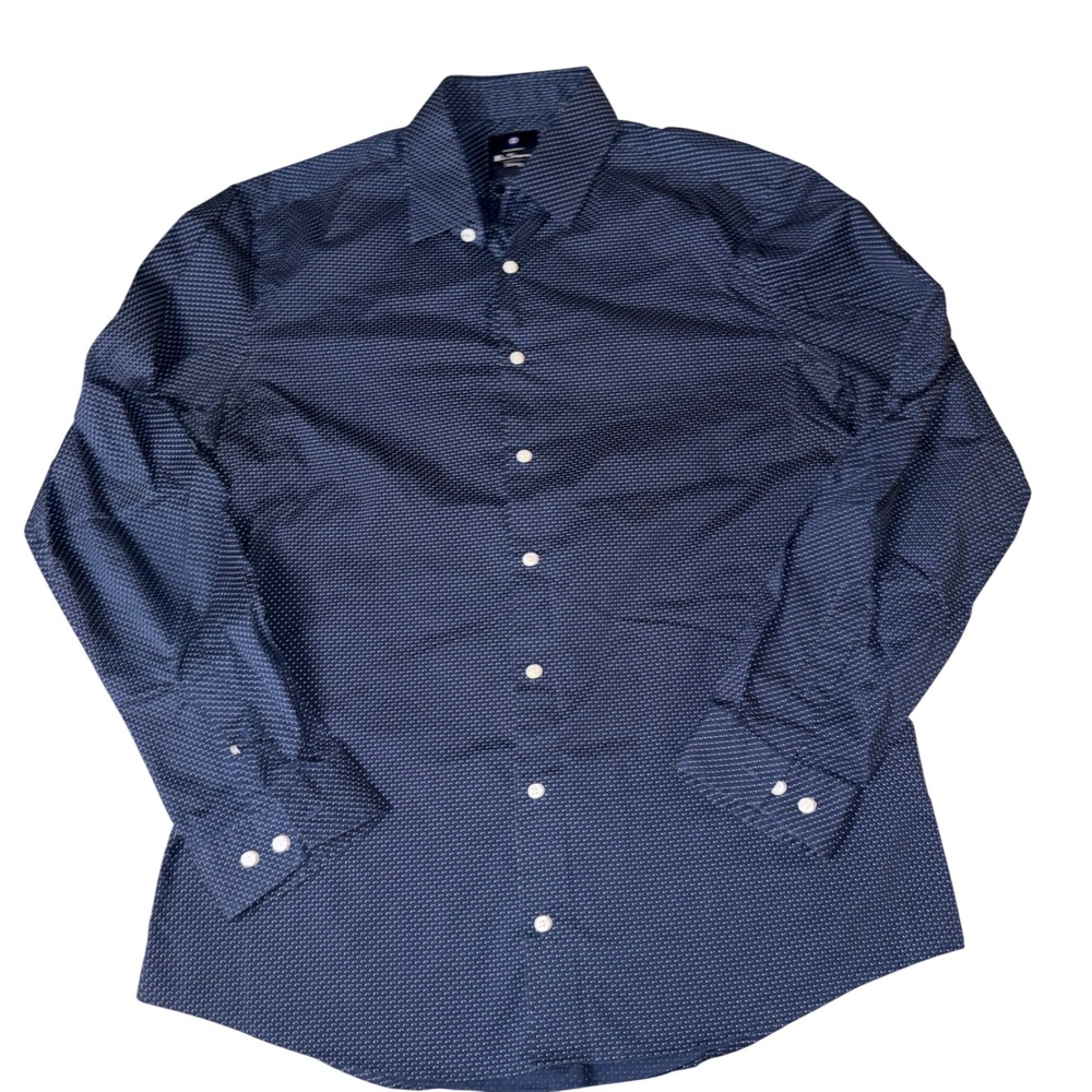 Ben Sherman Men's Navy‎ Blue Stretch Dress Shirt Long Sleeve Button Down Large